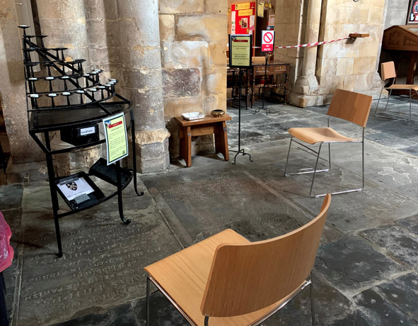 Pershore Abbey socially distanced praying